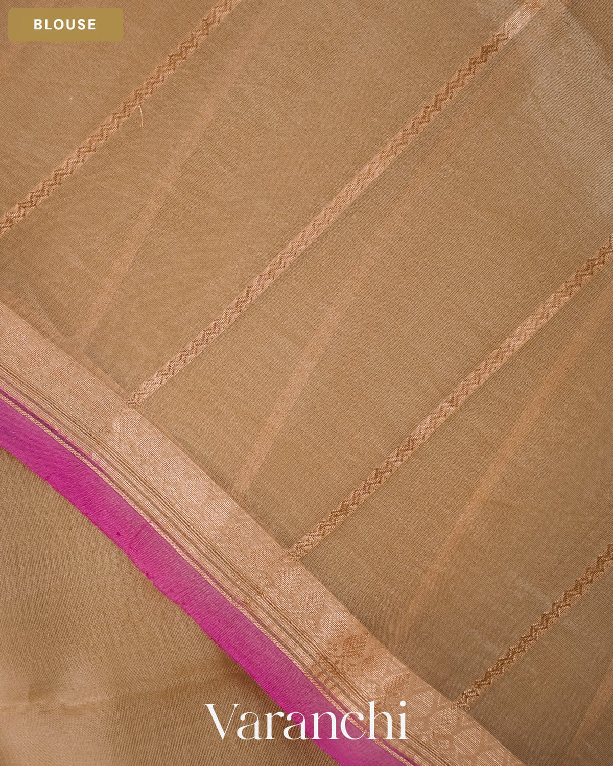 Beige Pure Kora Silk Saree — Blouse
