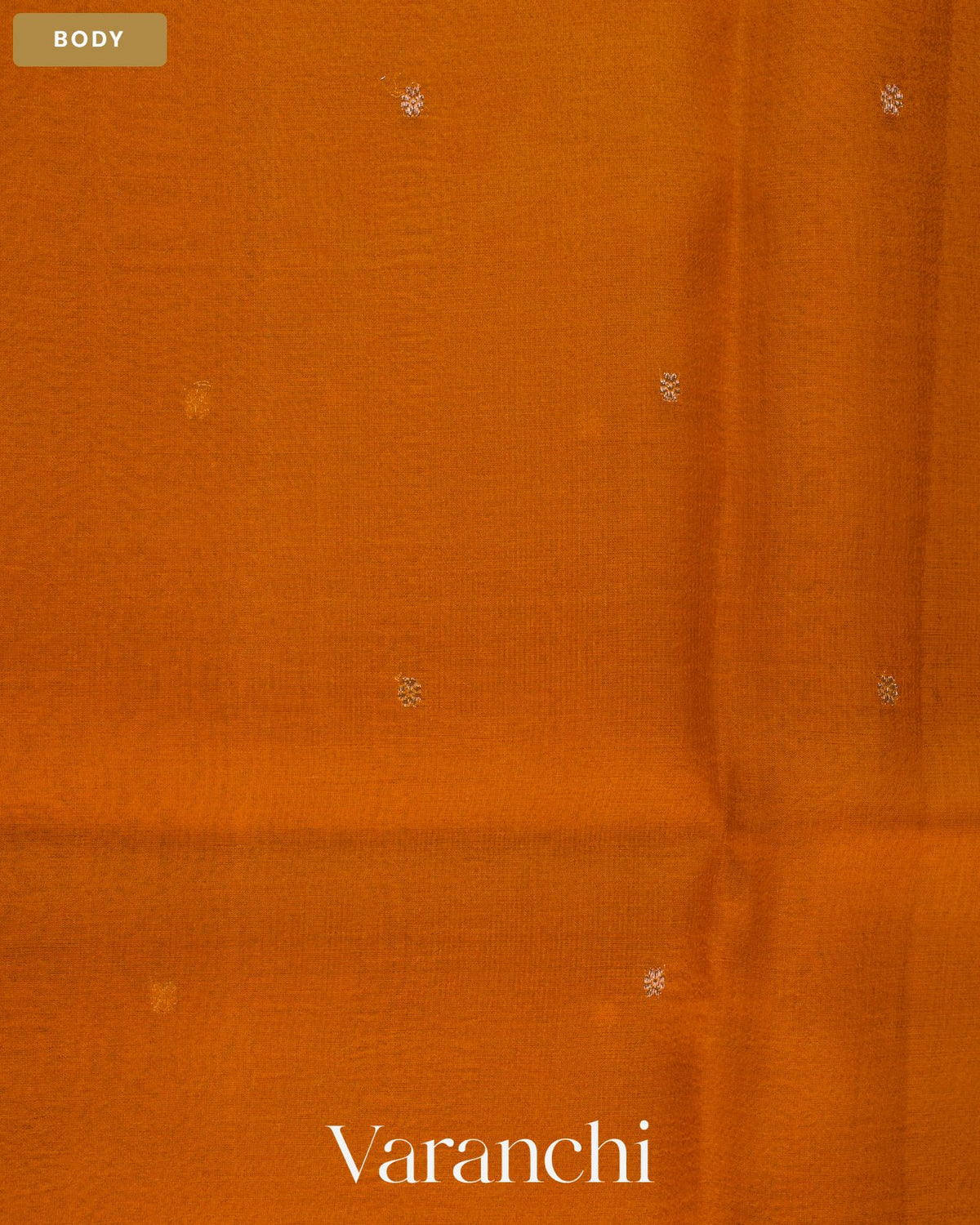 Rust Orange Pure Kora Silk Saree — Body