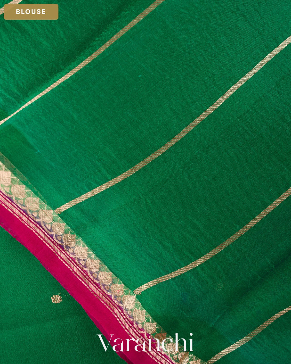 Rama Green Pure Kora Silk Saree — Blouse