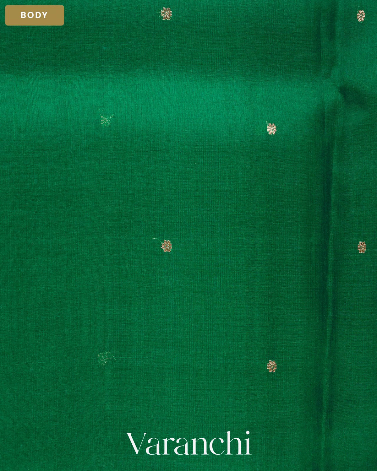 Rama Green Pure Kora Silk Saree — Body