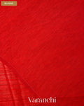 Tulip Red Floral Jamdani Pure Matka Silk Handloom Saree — Blouse