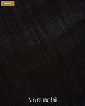 Jet Black Floral Jamdani Pure Matka Silk Handloom Saree — Body