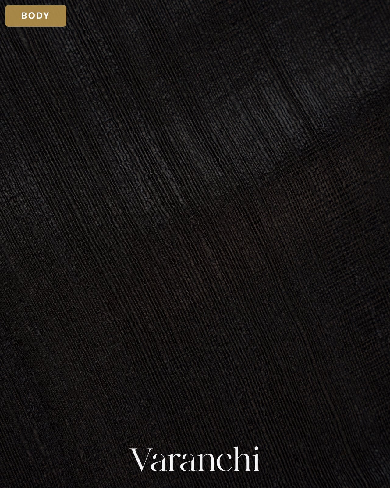 Jet Black Floral Jamdani Pure Matka Silk Handloom Saree — Body