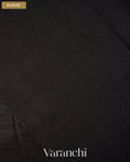 Jet Black Floral Jamdani Pure Matka Silk Handloom Saree — Blouse