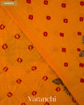 Turmeric Yellow Bandhani Pure Chiniya Silk Saree — Border