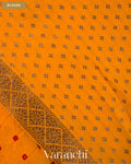 Turmeric Yellow Bandhani Pure Chiniya Silk Saree — Blouse