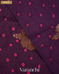 Dark Wine Bandhani Pure Chiniya Silk Saree — Border