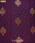Dark Wine Bandhani Pure Chiniya Silk Saree — Body