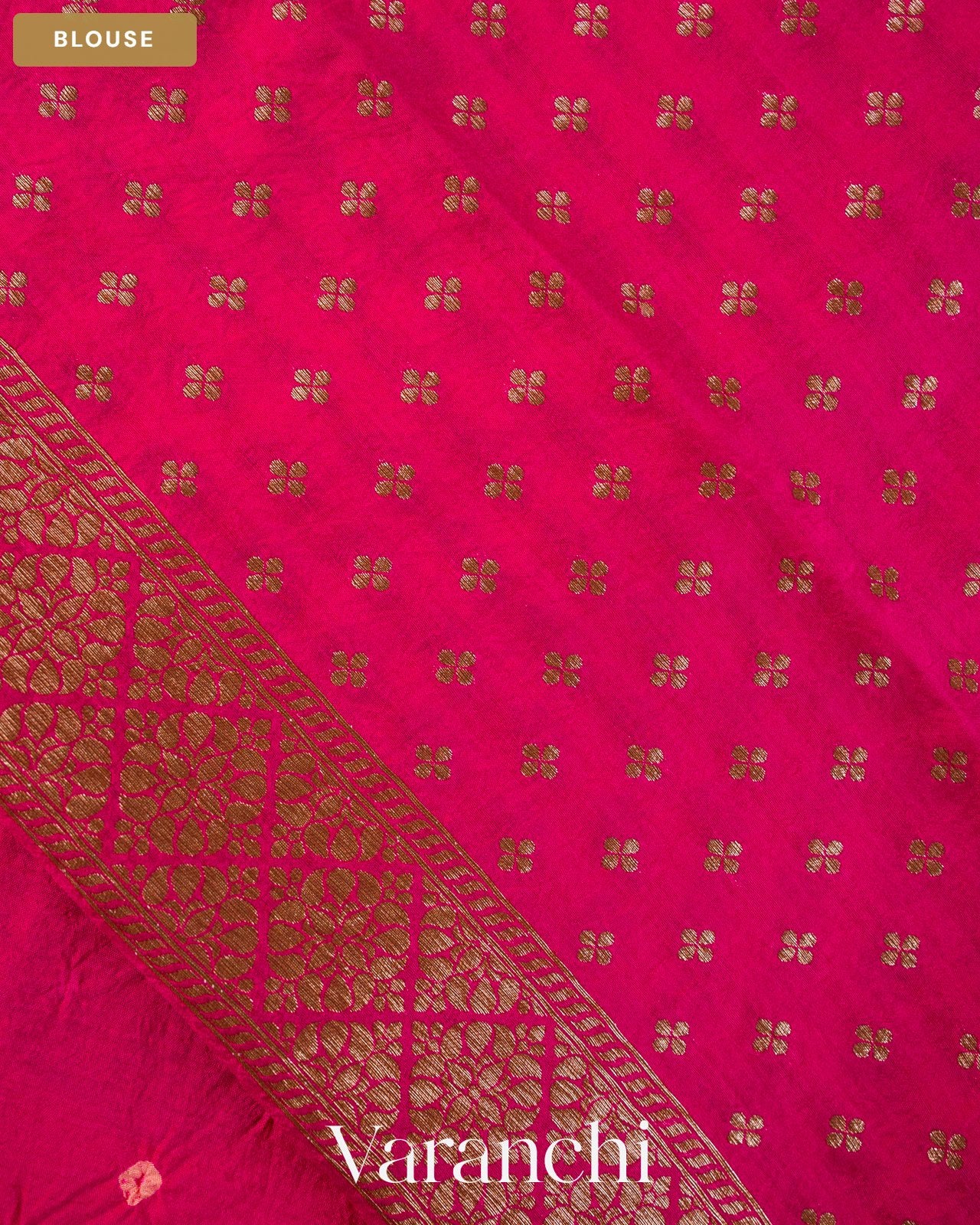 Rani Pink Bandhani Pure Chiniya Silk Saree — Blouse