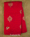 Bright Red Bandhani Pure Chiniya Silk Saree — Full Saree
