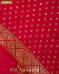 Bright Red Bandhani Pure Chiniya Silk Saree — Blouse