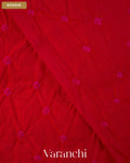 Bright Red Bandhani Pure Chiniya Silk Saree — Border