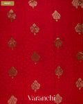Bright Red Bandhani Pure Chiniya Silk Saree — Body