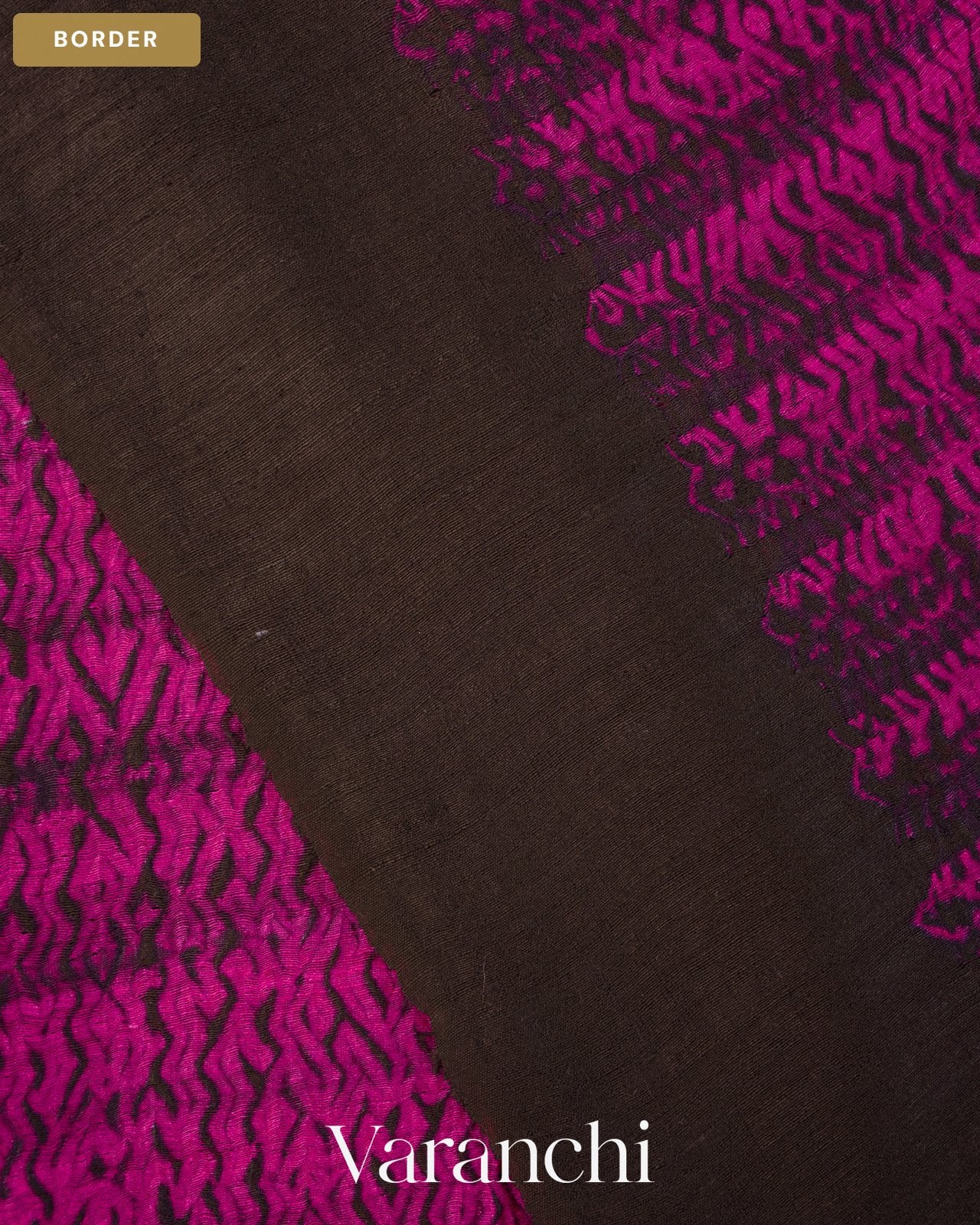 Black Zigzag Striped Pure Matka Silk Handloom Saree — Border