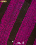 Black Zigzag Striped Pure Matka Silk Handloom Saree — Pallu
