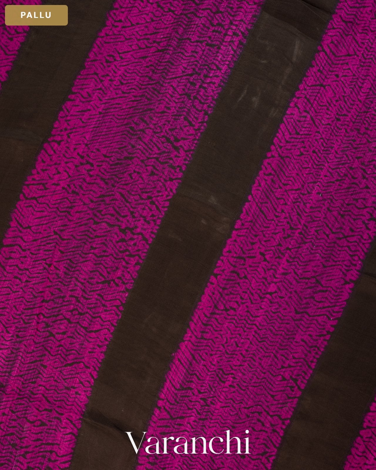 Black Zigzag Striped Pure Matka Silk Handloom Saree — Pallu