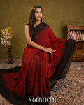 Black Zigzag Striped Pure Matka Silk Handloom Saree — Draped