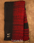 Black Zigzag Striped Pure Matka Silk Handloom Saree — Full Saree
