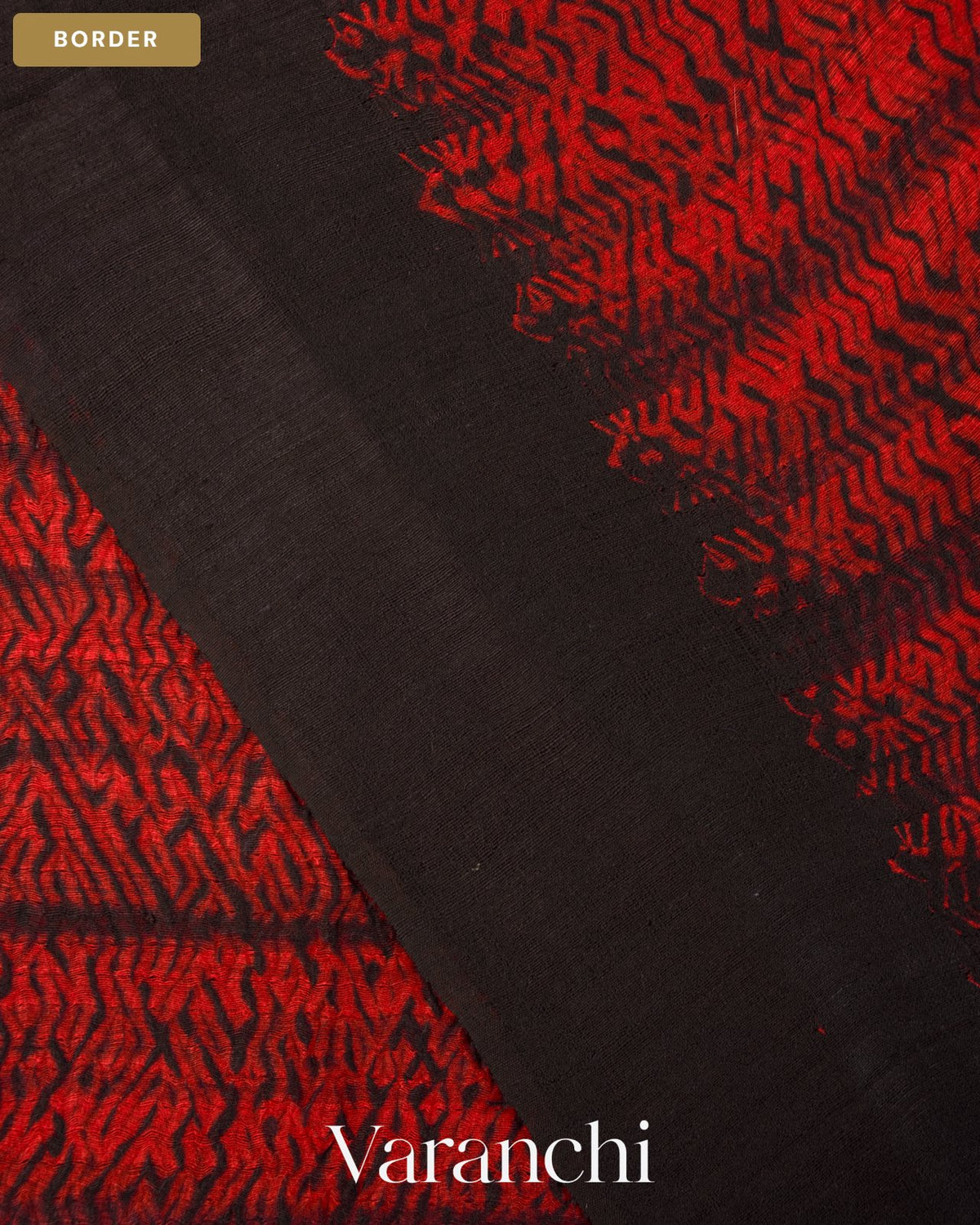 Black Zigzag Striped Pure Matka Silk Handloom Saree — Border