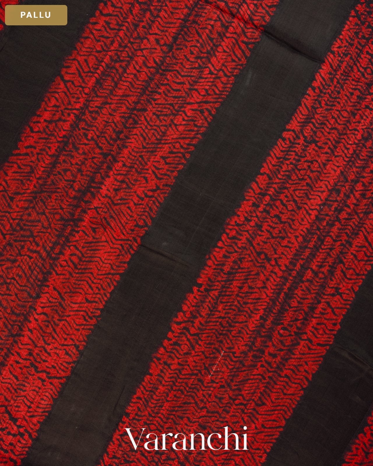 Black Zigzag Striped Pure Matka Silk Handloom Saree — Pallu