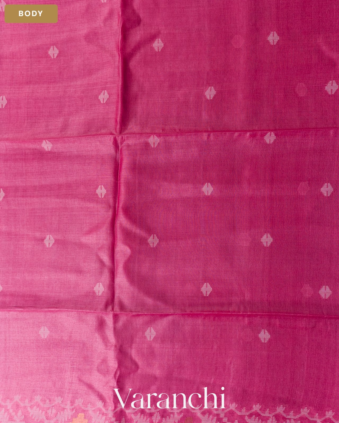 Rose Pink Pure Tussar Silk Saree — Body