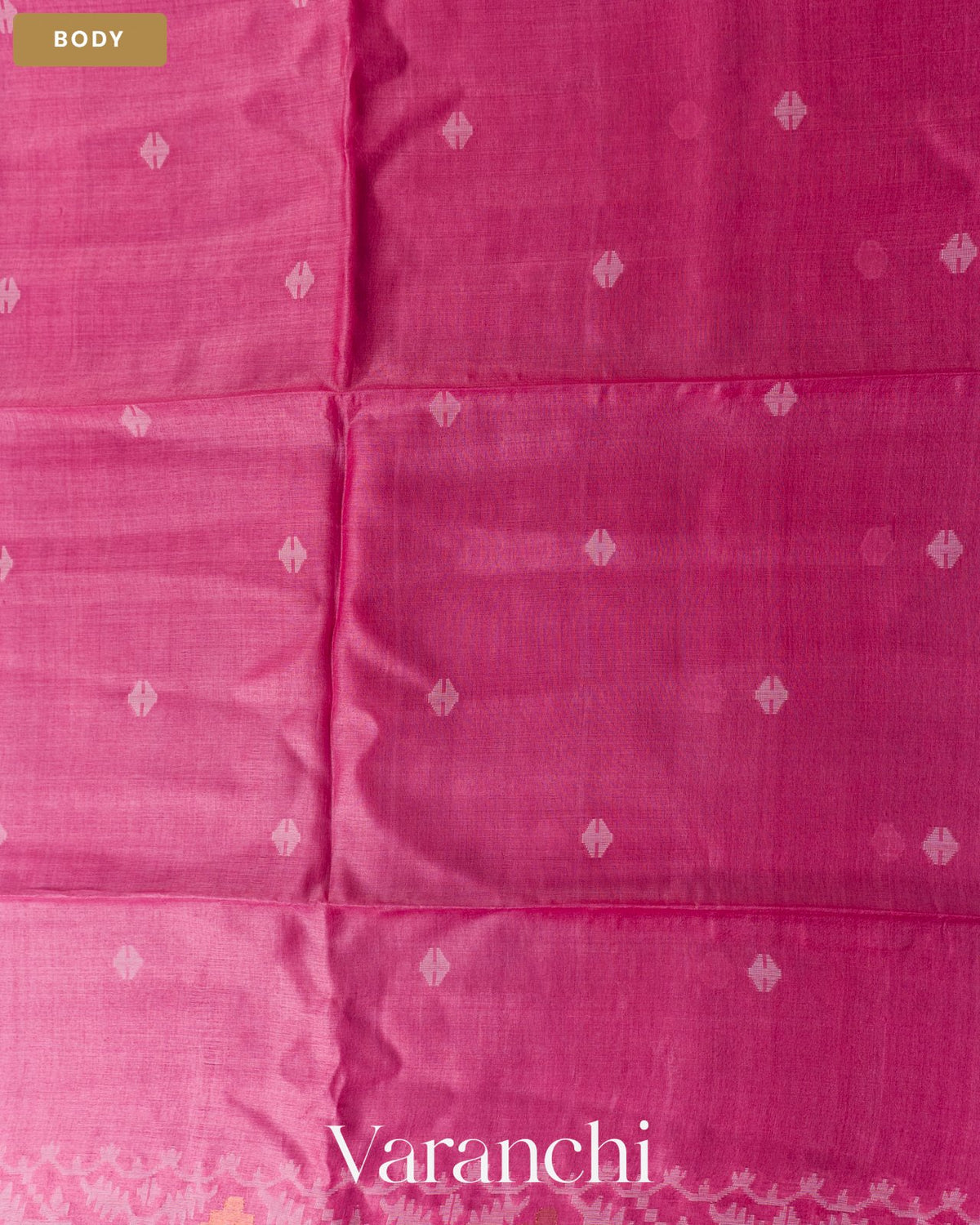 Rose Pink Jamdani Pure Tussar Silk Saree — Body