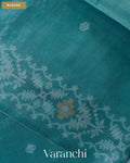 Teal Blue Jamdani Pure Tussar Silk Handloom Saree — Blouse