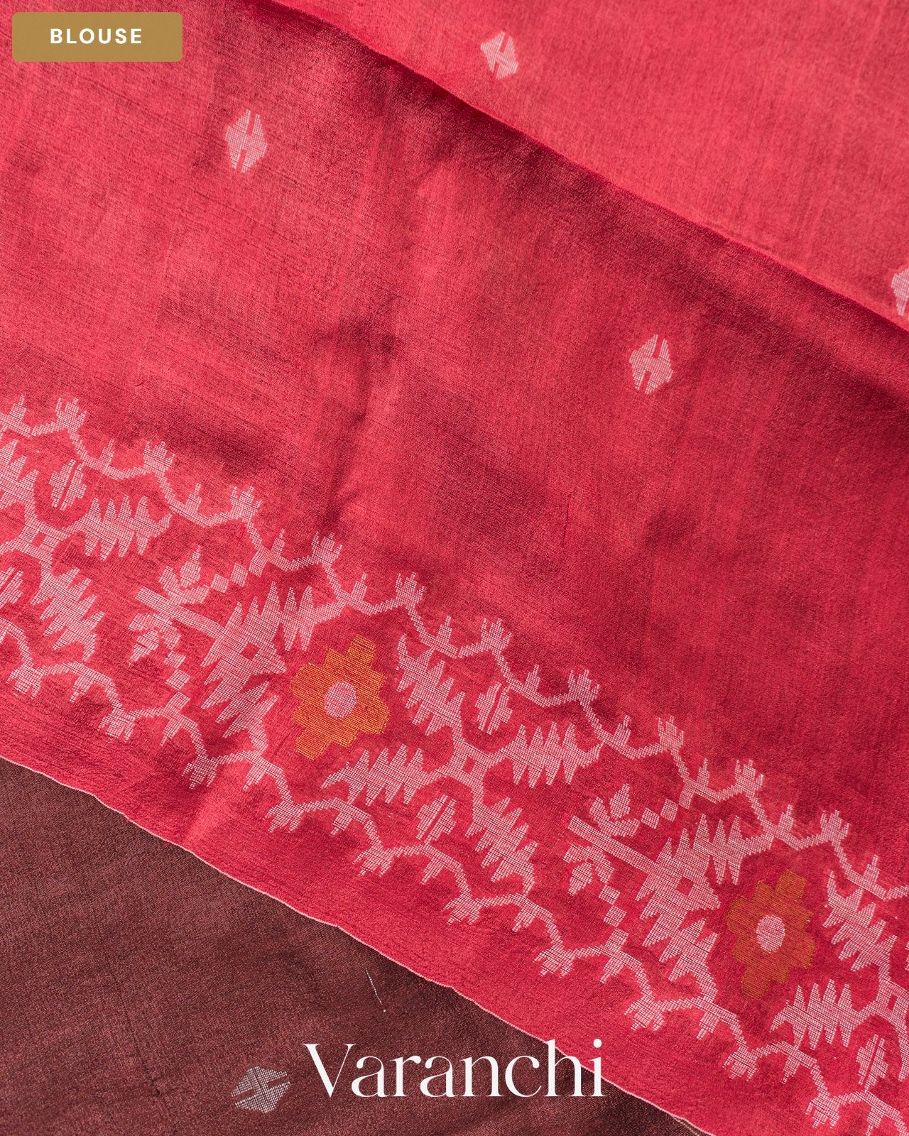 Maroon Pure Tussar Silk Handloom Saree — Blouse