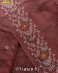 Maroon Pure Tussar Silk Handloom Saree — Border