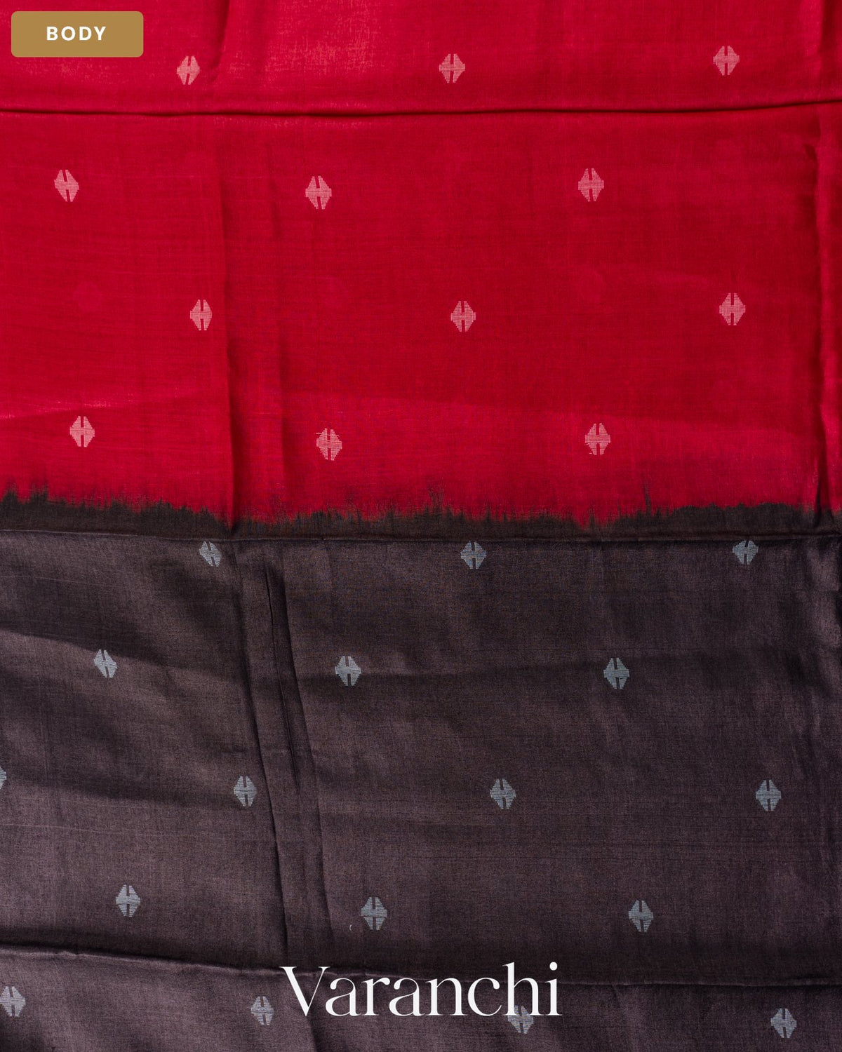 Dark Grey Jamdani Pure Tussar Silk Handloom Saree — Body