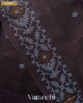 Dark Grey Jamdani Pure Tussar Silk Handloom Saree — Border