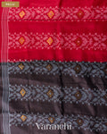 Dark Grey Jamdani Pure Tussar Silk Handloom Saree — Pallu