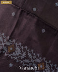 Dark Grey Jamdani Pure Tussar Silk Handloom Saree — Blouse
