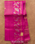 Rani Pink Pure Tussar Silk Saree — Full Saree