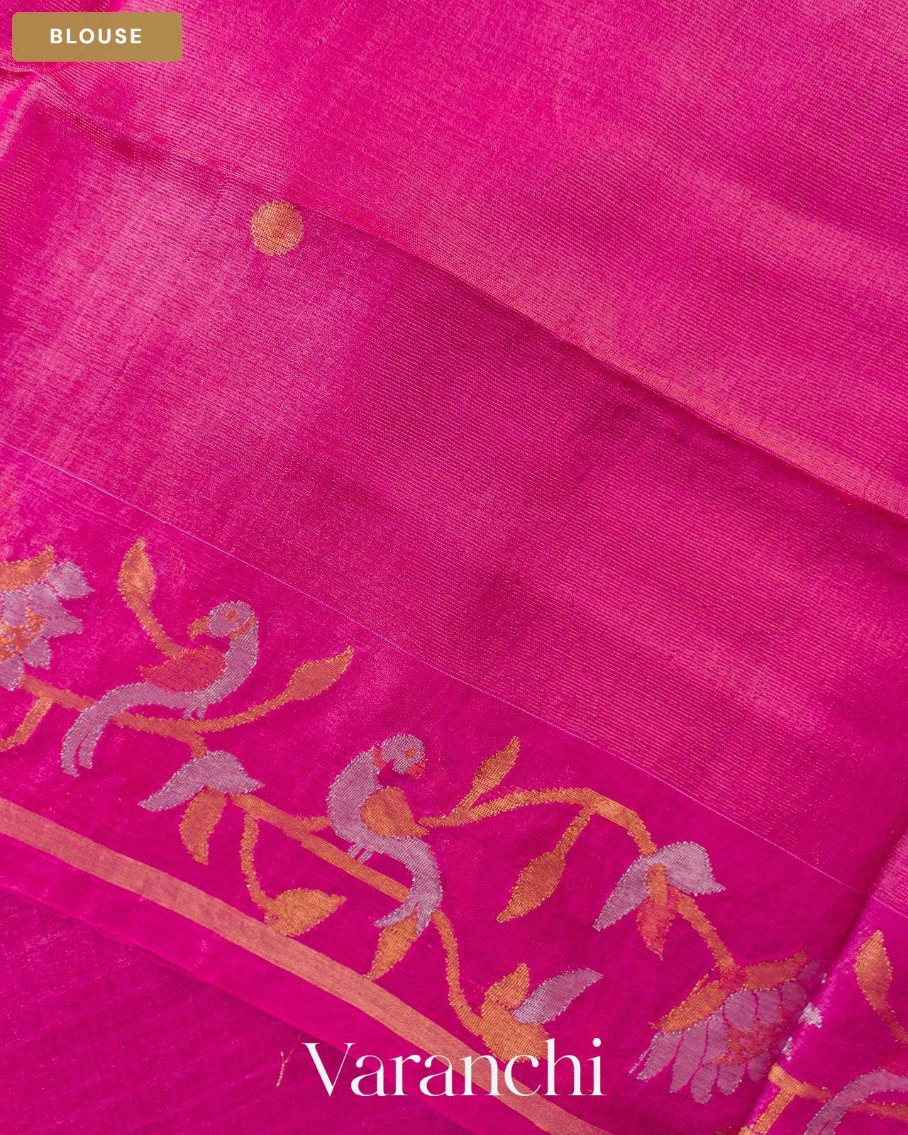 Rani Pink Pure Tussar Silk Saree — Blouse