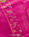 Rani Pink Pure Tussar Silk Saree — Border
