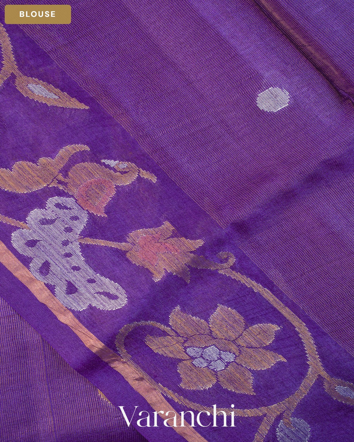 Violet Jamdani Pure Tussar Tissue Silk Handloom Saree — Blouse