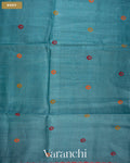 Powder Blue Jamdani Pure Tussar Silk Handloom Saree — Body