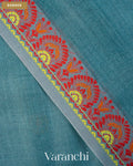 Powder Blue Jamdani Pure Tussar Silk Handloom Saree — Border