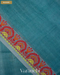 Powder Blue Jamdani Pure Tussar Silk Handloom Saree — Blouse