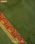Leafy Green Floral Jamdani Pure Tussar Silk Handloom Saree — Blouse
