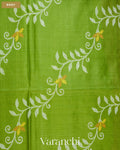 Parrot Green Jamdani Pure Tussar Silk Handloom Saree — Body
