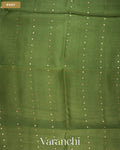 Leafy Green Sequin with Jamdani Paithani Pallu Pure Muslin Silk Handloom Saree — Body