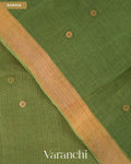 Leafy Green Sequin with Jamdani Paithani Pallu Pure Muslin Silk Handloom Saree — Border