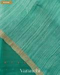 Peacock Blue Sequin with Jamdani Paithani Pallu Pure Muslin Silk Handloom Saree — Blouse
