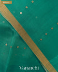 Peacock Blue Sequin with Jamdani Paithani Pallu Pure Muslin Silk Handloom Saree — Border
