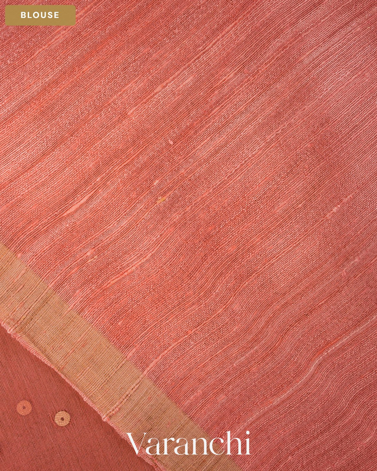 Peach Sequin with Jamdani Paithani Pallu Pure Muslin Silk Handloom Saree — Blouse