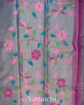 Grey Floral Jamdani Pure Muslin Silk Handloom Saree — Draped
