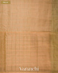 Beige Checkered Pure Tussar Silk Saree — Pallu