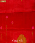 Rusty Red Jamdani Pure Silk Linen Handloom Saree — Body